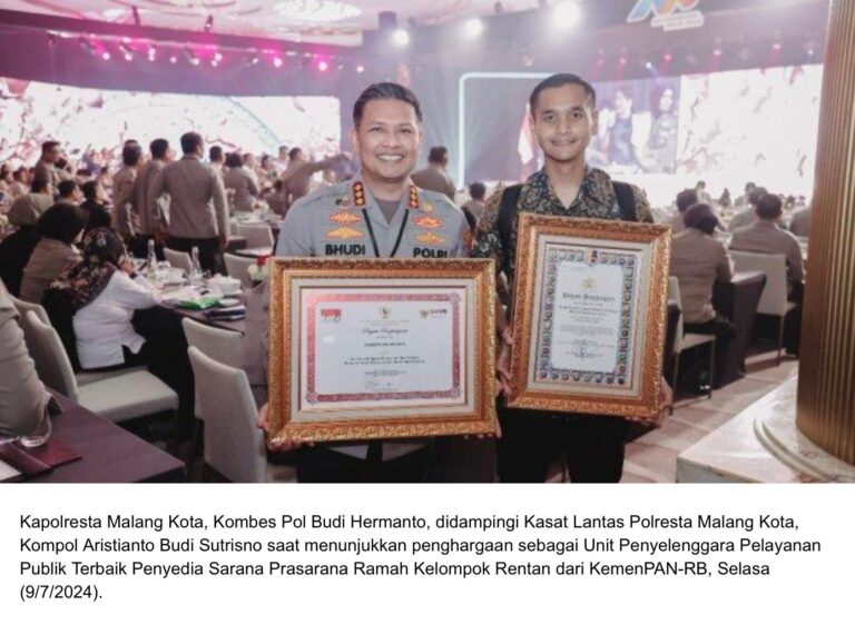 Polresta Malang Kota Sabet Penghargaan Pelayanan Publik Terbaik dari KemenPAN-RB
