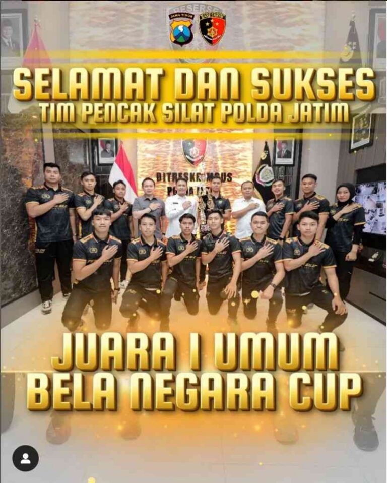 Dir Reskrimsus Polda Jatim Beri Selamat dan Sukses Atas Prestasi Tim Pencak Silat Polda Jatim Juara 1 Umum Bela Negara Cup
